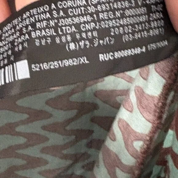 Zara Printed Tunic Long Sleeve Side Slit Front Tie Closure Retro Size XL - Picture 7 of 11